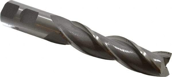 Cleveland - 7/8", 3-1/2" LOC, 7/8" Shank Diam, 5-3/4" OAL, 3 Flute, High Speed Steel Square End Mill - Single End, Uncoated, Spiral Flute, 30° Helix, Centercutting, Right Hand Cut, Right Hand Flute, Series HG-3 - Eagle Tool & Supply