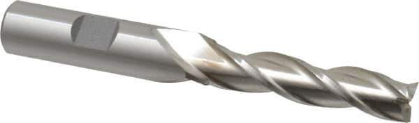 Cleveland - 13/32", 1-3/4" LOC, 1/2" Shank Diam, 3-3/4" OAL, 3 Flute, High Speed Steel Square End Mill - Single End, Uncoated, Spiral Flute, 30° Helix, Centercutting, Right Hand Cut, Right Hand Flute, Series HG-3 - Eagle Tool & Supply