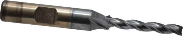 Cleveland - 3/16", 1-1/4" LOC, 3/8" Shank Diam, 3-1/16" OAL, 3 Flute, High Speed Steel Square End Mill - Single End, TiCN Finish, Spiral Flute, 30° Helix, Centercutting, Right Hand Cut, Right Hand Flute, Series HG-3 - Eagle Tool & Supply