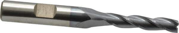 Cleveland - 1/4", 1-1/4" LOC, 3/8" Shank Diam, 3-1/16" OAL, 3 Flute, High Speed Steel Square End Mill - Single End, TiCN Finish, Spiral Flute, 30° Helix, Centercutting, Right Hand Cut, Right Hand Flute, Series HG-3 - Eagle Tool & Supply