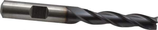 Cleveland - 5/16", 1-3/8" LOC, 3/8" Shank Diam, 3-1/8" OAL, 3 Flute, High Speed Steel Square End Mill - Single End, TiCN Finish, Spiral Flute, 30° Helix, Centercutting, Right Hand Cut, Right Hand Flute, Series HG-3 - Eagle Tool & Supply
