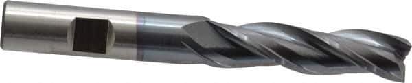 Cleveland - 1/2", 2" LOC, 1/2" Shank Diam, 4" OAL, 3 Flute, High Speed Steel Square End Mill - Single End, TiCN Finish, Spiral Flute, 30° Helix, Centercutting, Right Hand Cut, Right Hand Flute, Series HG-3 - Eagle Tool & Supply