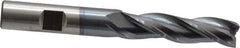 Cleveland - 1/2", 2" LOC, 1/2" Shank Diam, 4" OAL, 3 Flute, High Speed Steel Square End Mill - Single End, TiCN Finish, Spiral Flute, 30° Helix, Centercutting, Right Hand Cut, Right Hand Flute, Series HG-3 - Eagle Tool & Supply