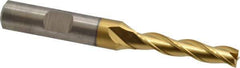 Cleveland - 1/4", 1-1/4" LOC, 3/8" Shank Diam, 3-1/16" OAL, 3 Flute, High Speed Steel Square End Mill - Single End, TiN Finish, Spiral Flute, 30° Helix, Centercutting, Right Hand Cut, Right Hand Flute, Series HG-3 - Eagle Tool & Supply