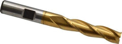 Cleveland - 3/8", 1-1/2" LOC, 3/8" Shank Diam, 3-1/4" OAL, 3 Flute, High Speed Steel Square End Mill - Single End, TiN Finish, Spiral Flute, 30° Helix, Centercutting, Right Hand Cut, Right Hand Flute, Series HG-3 - Eagle Tool & Supply