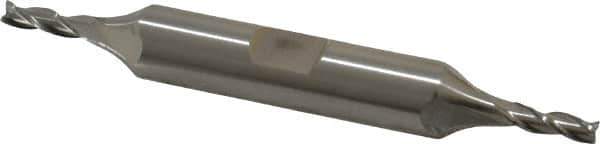 Cleveland - 1/8", 3/8" LOC, 3/8" Shank Diam, 3-1/16" OAL, 3 Flute, High Speed Steel Square End Mill - Double End, Uncoated, Spiral Flute, 30° Helix, Centercutting, Right Hand Cut, Right Hand Flute, Series HD-3 - Eagle Tool & Supply