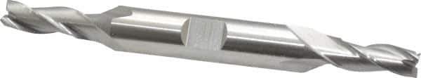Cleveland - 1/4", 5/8" LOC, 3/8" Shank Diam, 3-3/8" OAL, 3 Flute, High Speed Steel Square End Mill - Double End, Uncoated, Spiral Flute, 30° Helix, Centercutting, Right Hand Cut, Right Hand Flute, Series HD-3 - Eagle Tool & Supply