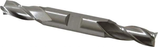 Cleveland - 7/16", 1" LOC, 1/2" Shank Diam, 4-1/8" OAL, 3 Flute, High Speed Steel Square End Mill - Double End, Uncoated, Spiral Flute, 30° Helix, Centercutting, Right Hand Cut, Right Hand Flute, Series HD-3 - Eagle Tool & Supply