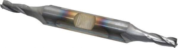 Cleveland - 3/16", 1/2" LOC, 3/8" Shank Diam, 3-1/4" OAL, 3 Flute, High Speed Steel Square End Mill - Double End, TiCN Finish, Spiral Flute, 30° Helix, Centercutting, Right Hand Cut, Right Hand Flute, Series HD-3 - Eagle Tool & Supply