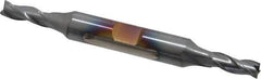 Cleveland - 7/32", 0.563" LOC, 3/8" Shank Diam, 3-1/4" OAL, 3 Flute, High Speed Steel Square End Mill - Double End, TiCN Finish, Spiral Flute, 30° Helix, Centercutting, Right Hand Cut, Right Hand Flute, Series HD-3 - Eagle Tool & Supply