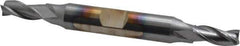 Cleveland - 1/4", 5/8" LOC, 3/8" Shank Diam, 3-3/8" OAL, 3 Flute, High Speed Steel Square End Mill - Double End, TiCN Finish, Spiral Flute, 30° Helix, Centercutting, Right Hand Cut, Right Hand Flute, Series HD-3 - Eagle Tool & Supply