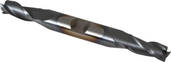 Cleveland - 5/16", 3/4" LOC, 3/8" Shank Diam, 3-1/2" OAL, 3 Flute, High Speed Steel Square End Mill - Double End, TiCN Finish, Spiral Flute, 30° Helix, Centercutting, Right Hand Cut, Right Hand Flute, Series HD-3 - Eagle Tool & Supply