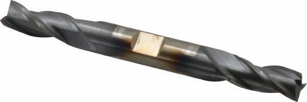 Cleveland - 11/32", 3/4" LOC, 3/8" Shank Diam, 3-1/2" OAL, 3 Flute, High Speed Steel Square End Mill - Double End, TiCN Finish, Spiral Flute, 30° Helix, Centercutting, Right Hand Cut, Right Hand Flute, Series HD-3 - Eagle Tool & Supply