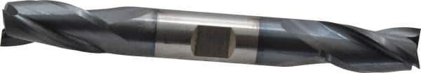 Cleveland - 1/2", 1" LOC, 1/2" Shank Diam, 4-1/8" OAL, 3 Flute, High Speed Steel Square End Mill - Double End, TiCN Finish, Spiral Flute, 30° Helix, Centercutting, Right Hand Cut, Right Hand Flute, Series HD-3 - Eagle Tool & Supply