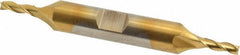 Cleveland - 1/8", 3/8" LOC, 3/8" Shank Diam, 3-1/16" OAL, 3 Flute, High Speed Steel Square End Mill - Double End, TiN Finish, Spiral Flute, 30° Helix, Centercutting, Right Hand Cut, Right Hand Flute, Series HD-3 - Eagle Tool & Supply