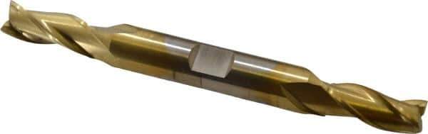 Cleveland - 5/16", 3/4" LOC, 3/8" Shank Diam, 3-1/2" OAL, 3 Flute, High Speed Steel Square End Mill - Double End, TiN Finish, Spiral Flute, 30° Helix, Centercutting, Right Hand Cut, Right Hand Flute, Series HD-3 - Eagle Tool & Supply