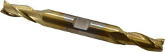 Cleveland - 5/16", 3/4" LOC, 3/8" Shank Diam, 3-1/2" OAL, 3 Flute, High Speed Steel Square End Mill - Double End, TiN Finish, Spiral Flute, 30° Helix, Centercutting, Right Hand Cut, Right Hand Flute, Series HD-3 - Eagle Tool & Supply