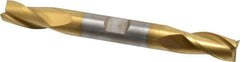 Cleveland - 3/8", 3/4" LOC, 3/8" Shank Diam, 3-1/2" OAL, 3 Flute, High Speed Steel Square End Mill - Double End, TiN Finish, Spiral Flute, 30° Helix, Centercutting, Right Hand Cut, Right Hand Flute, Series HD-3 - Eagle Tool & Supply