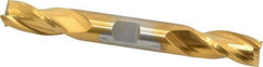 Cleveland - 1/2", 1" LOC, 1/2" Shank Diam, 4-1/8" OAL, 3 Flute, High Speed Steel Square End Mill - Double End, TiN Finish, Spiral Flute, 30° Helix, Centercutting, Right Hand Cut, Right Hand Flute, Series HD-3 - Eagle Tool & Supply