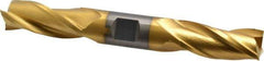 Cleveland - 3/4", 1-5/8" LOC, 3/4" Shank Diam, 5-5/8" OAL, 3 Flute, High Speed Steel Square End Mill - Double End, TiN Finish, Spiral Flute, 30° Helix, Centercutting, Right Hand Cut, Right Hand Flute, Series HD-3 - Eagle Tool & Supply