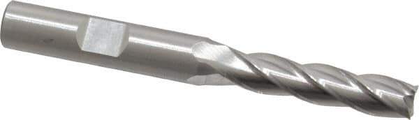 Cleveland - 5/16", 1-3/8" LOC, 3/8" Shank Diam, 3-1/8" OAL, 4 Flute, High Speed Steel Square End Mill - Single End, Uncoated, Spiral Flute, 30° Helix, Centercutting, Right Hand Cut, Right Hand Flute, Series HG-4C - Eagle Tool & Supply