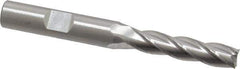 Cleveland - 5/16", 1-3/8" LOC, 3/8" Shank Diam, 3-1/8" OAL, 4 Flute, High Speed Steel Square End Mill - Single End, Uncoated, Spiral Flute, 30° Helix, Centercutting, Right Hand Cut, Right Hand Flute, Series HG-4C - Eagle Tool & Supply
