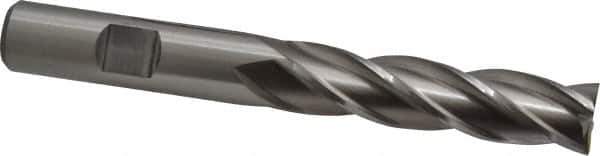 Cleveland - 1/2", 2" LOC, 1/2" Shank Diam, 4" OAL, 4 Flute, High Speed Steel Square End Mill - Single End, Uncoated, Spiral Flute, 30° Helix, Centercutting, Right Hand Cut, Right Hand Flute, Series HG-4C - Eagle Tool & Supply