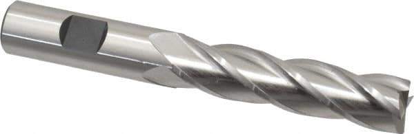 Cleveland - 5/8", 2-1/2" LOC, 5/8" Shank Diam, 4-5/8" OAL, 4 Flute, High Speed Steel Square End Mill - Single End, Uncoated, Spiral Flute, 30° Helix, Centercutting, Right Hand Cut, Right Hand Flute, Series HG-4C - Eagle Tool & Supply