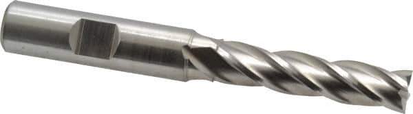 Cleveland - 13/32", 1-3/4" LOC, 1/2" Shank Diam, 3-3/4" OAL, 4 Flute, High Speed Steel Square End Mill - Single End, Uncoated, Spiral Flute, 30° Helix, Centercutting, Right Hand Cut, Right Hand Flute, Series HG-4C - Eagle Tool & Supply