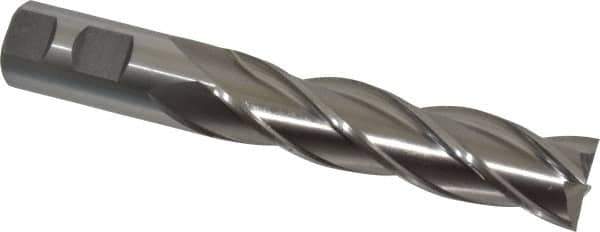 Cleveland - 1", 4" LOC, 1" Shank Diam, 6-1/2" OAL, 4 Flute, High Speed Steel Square End Mill - Single End, Uncoated, Spiral Flute, 30° Helix, Centercutting, Right Hand Cut, Right Hand Flute, Series HG-4C - Eagle Tool & Supply