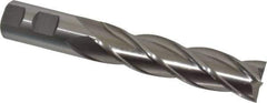 Cleveland - 1", 4" LOC, 1" Shank Diam, 6-1/2" OAL, 4 Flute, High Speed Steel Square End Mill - Single End, Uncoated, Spiral Flute, 30° Helix, Centercutting, Right Hand Cut, Right Hand Flute, Series HG-4C - Eagle Tool & Supply