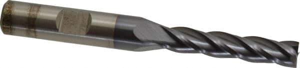 Cleveland - 9/32", 1-3/8" LOC, 3/8" Shank Diam, 3-1/8" OAL, 4 Flute, High Speed Steel Square End Mill - Single End, TiCN Finish, Spiral Flute, 30° Helix, Centercutting, Right Hand Cut, Right Hand Flute, Series HG-4C - Eagle Tool & Supply