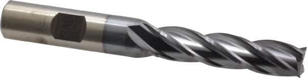 Cleveland - 7/16", 1-3/4" LOC, 1/2" Shank Diam, 3-3/4" OAL, 4 Flute, High Speed Steel Square End Mill - Single End, TiCN Finish, Spiral Flute, 30° Helix, Centercutting, Right Hand Cut, Right Hand Flute, Series HG-4C - Eagle Tool & Supply