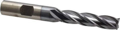 Cleveland - 7/16", 1-3/4" LOC, 1/2" Shank Diam, 3-3/4" OAL, 4 Flute, High Speed Steel Square End Mill - Single End, TiCN Finish, Spiral Flute, 30° Helix, Centercutting, Right Hand Cut, Right Hand Flute, Series HG-4C - Eagle Tool & Supply