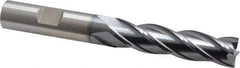 Cleveland - 1/2", 2" LOC, 1/2" Shank Diam, 4" OAL, 4 Flute, High Speed Steel Square End Mill - Single End, TiCN Finish, Spiral Flute, 30° Helix, Centercutting, Right Hand Cut, Right Hand Flute, Series HG-4C - Eagle Tool & Supply