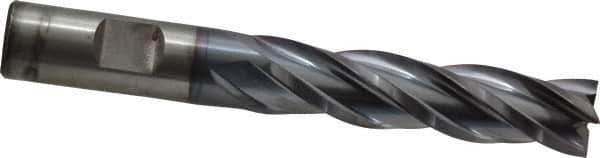 Cleveland - 5/8", 2-1/2" LOC, 5/8" Shank Diam, 4-5/8" OAL, 4 Flute, High Speed Steel Square End Mill - Single End, TiCN Finish, Spiral Flute, 30° Helix, Centercutting, Right Hand Cut, Right Hand Flute, Series HG-4C - Eagle Tool & Supply