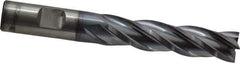 Cleveland - 5/8", 2-1/2" LOC, 5/8" Shank Diam, 4-5/8" OAL, 4 Flute, High Speed Steel Square End Mill - Single End, TiCN Finish, Spiral Flute, 30° Helix, Centercutting, Right Hand Cut, Right Hand Flute, Series HG-4C - Eagle Tool & Supply