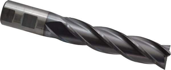 Cleveland - 1", 4" LOC, 1" Shank Diam, 6-1/2" OAL, 4 Flute, High Speed Steel Square End Mill - Single End, TiCN Finish, Spiral Flute, 30° Helix, Centercutting, Right Hand Cut, Right Hand Flute, Series HG-4C - Eagle Tool & Supply