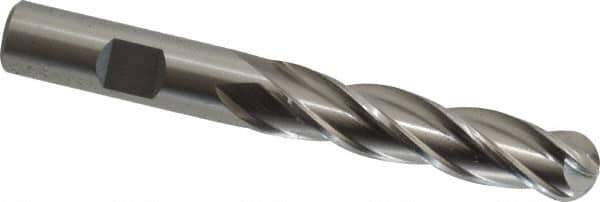 Cleveland - 1/2" Diam, 2" LOC, 4 Flute High Speed Steel Ball End Mill - Uncoated, Single End, 4" OAL, 1/2" Shank Diam, Spiral Flute - Eagle Tool & Supply