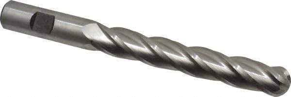 Cleveland - 5/8" Diam, 2-1/2" LOC, 4 Flute High Speed Steel Ball End Mill - Uncoated, Single End, 4-5/8" OAL, 5/8" Shank Diam, Spiral Flute - Eagle Tool & Supply