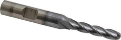 Cleveland - 1/4" Diam, 1-1/4" LOC, 4 Flute High Speed Steel Ball End Mill - TiCN Finish, Single End, 3-1/16" OAL, 3/8" Shank Diam, Spiral Flute - Eagle Tool & Supply