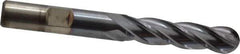 Cleveland - 3/8" Diam, 3/4" LOC, 4 Flute High Speed Steel Ball End Mill - TiCN Finish, Single End, 2-1/2" OAL, 3/8" Shank Diam, Spiral Flute - Eagle Tool & Supply