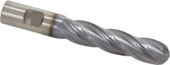 Cleveland - 3/4" Diam, 2" LOC, 4 Flute High Speed Steel Ball End Mill - TiCN Finish, Single End, 5-1/4" OAL, 3/4" Shank Diam, Spiral Flute - Eagle Tool & Supply