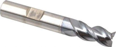 Cleveland - 3/8", 3/4" LOC, 3/8" Shank Diam, 2-1/2" OAL, 3 Flute, Powdered Metal Square End Mill - Single End, TiCN Finish, Spiral Flute, 42° Helix, Centercutting, Right Hand Cut, Right Hand Flute, Series PM-539R - Eagle Tool & Supply