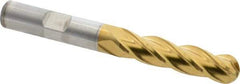 Cleveland - 3/8" Diam, 1-1/2" LOC, 4 Flute High Speed Steel Ball End Mill - TiN Finish, Single End, 3-1/4" OAL, 3/8" Shank Diam, Spiral Flute - Eagle Tool & Supply