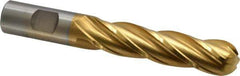 Cleveland - 3/4" Diam, 3" LOC, 4 Flute High Speed Steel Ball End Mill - TiN Finish, Single End, 5-1/4" OAL, 3/4" Shank Diam, Spiral Flute - Eagle Tool & Supply