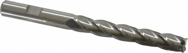 Cleveland - 3/8", 2-1/2" LOC, 3/8" Shank Diam, 4-1/4" OAL, 4 Flute, High Speed Steel Square End Mill - Single End, Uncoated, Spiral Flute, 30° Helix, Centercutting, Right Hand Cut, Right Hand Flute, Series HG-4C - Eagle Tool & Supply