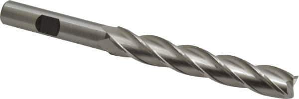 Cleveland - 7/16", 2-3/4" LOC, 3/8" Shank Diam, 4-1/2" OAL, 4 Flute, High Speed Steel Square End Mill - Single End, Uncoated, Spiral Flute, 30° Helix, Centercutting, Right Hand Cut, Right Hand Flute, Series HG-4C - Eagle Tool & Supply
