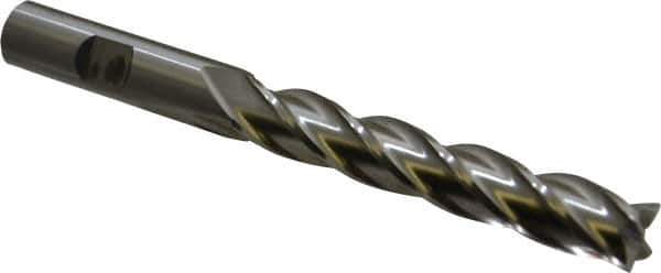 Cleveland - 1/2", 50.8mm LOC, 1/2" Shank Diam, 5" OAL, 4 Flute, High Speed Steel Square End Mill - Single End, Uncoated, Spiral Flute, 30° Helix, Centercutting, Right Hand Cut, Right Hand Flute, Series HG-4C - Eagle Tool & Supply