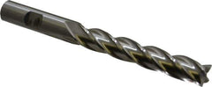 Cleveland - 1/2", 50.8mm LOC, 1/2" Shank Diam, 5" OAL, 4 Flute, High Speed Steel Square End Mill - Single End, Uncoated, Spiral Flute, 30° Helix, Centercutting, Right Hand Cut, Right Hand Flute, Series HG-4C - Eagle Tool & Supply